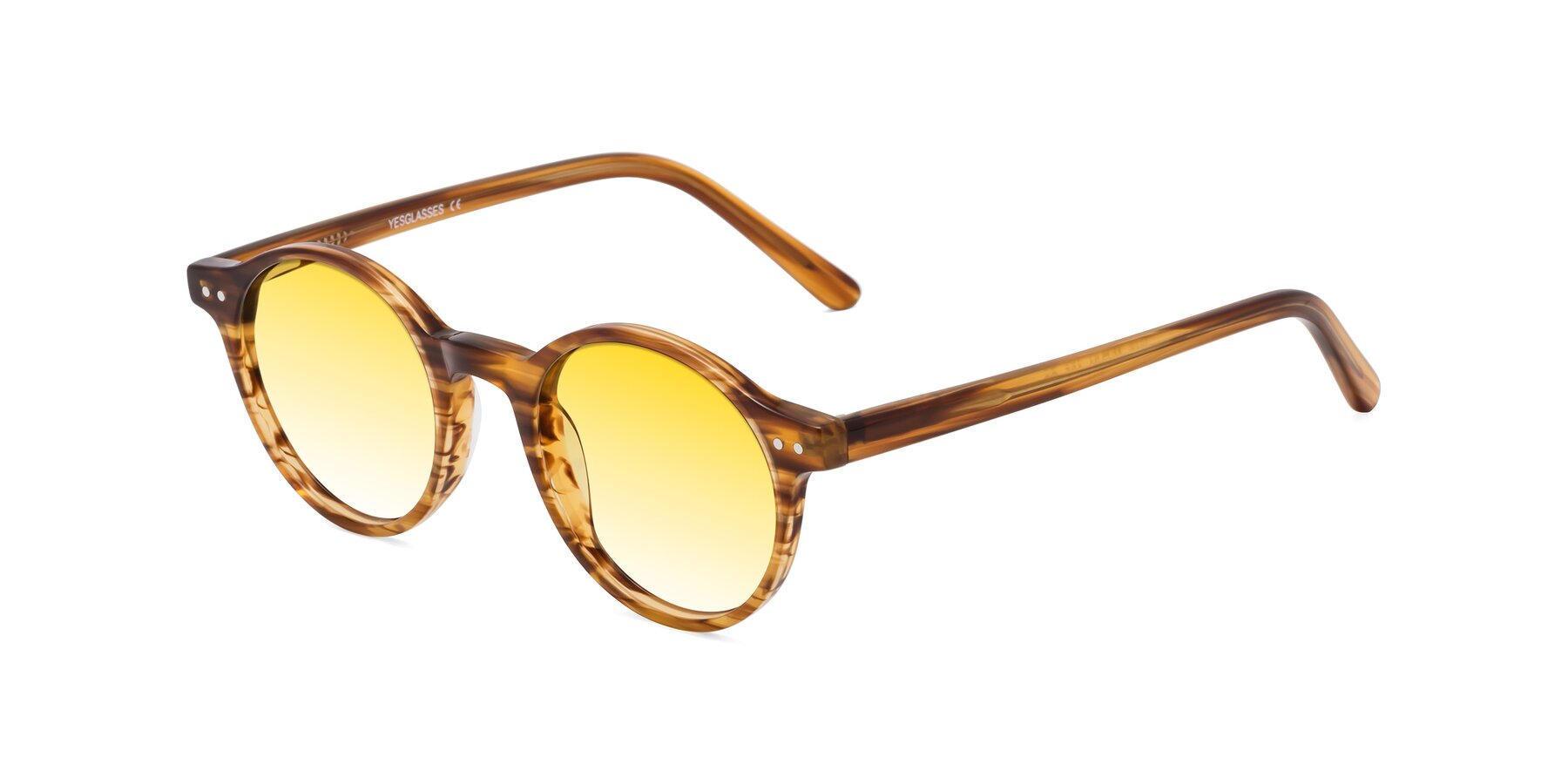 Angle of Jardi in Amber Striped with Yellow Gradient Lenses