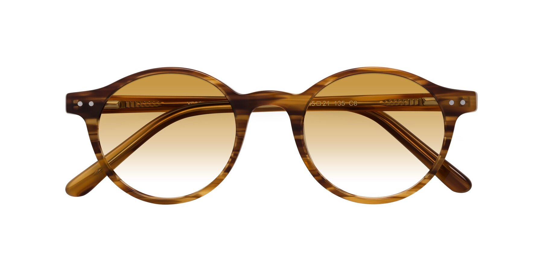 Folded Front of Jardi in Amber Striped with Champagne Gradient Lenses