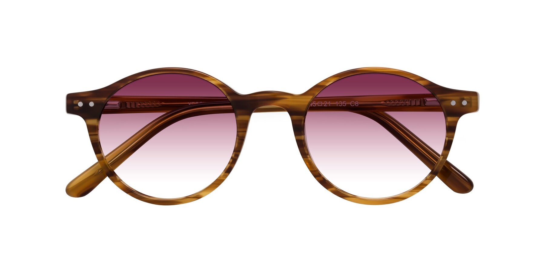 Folded Front of Jardi in Amber Striped with Wine Gradient Lenses