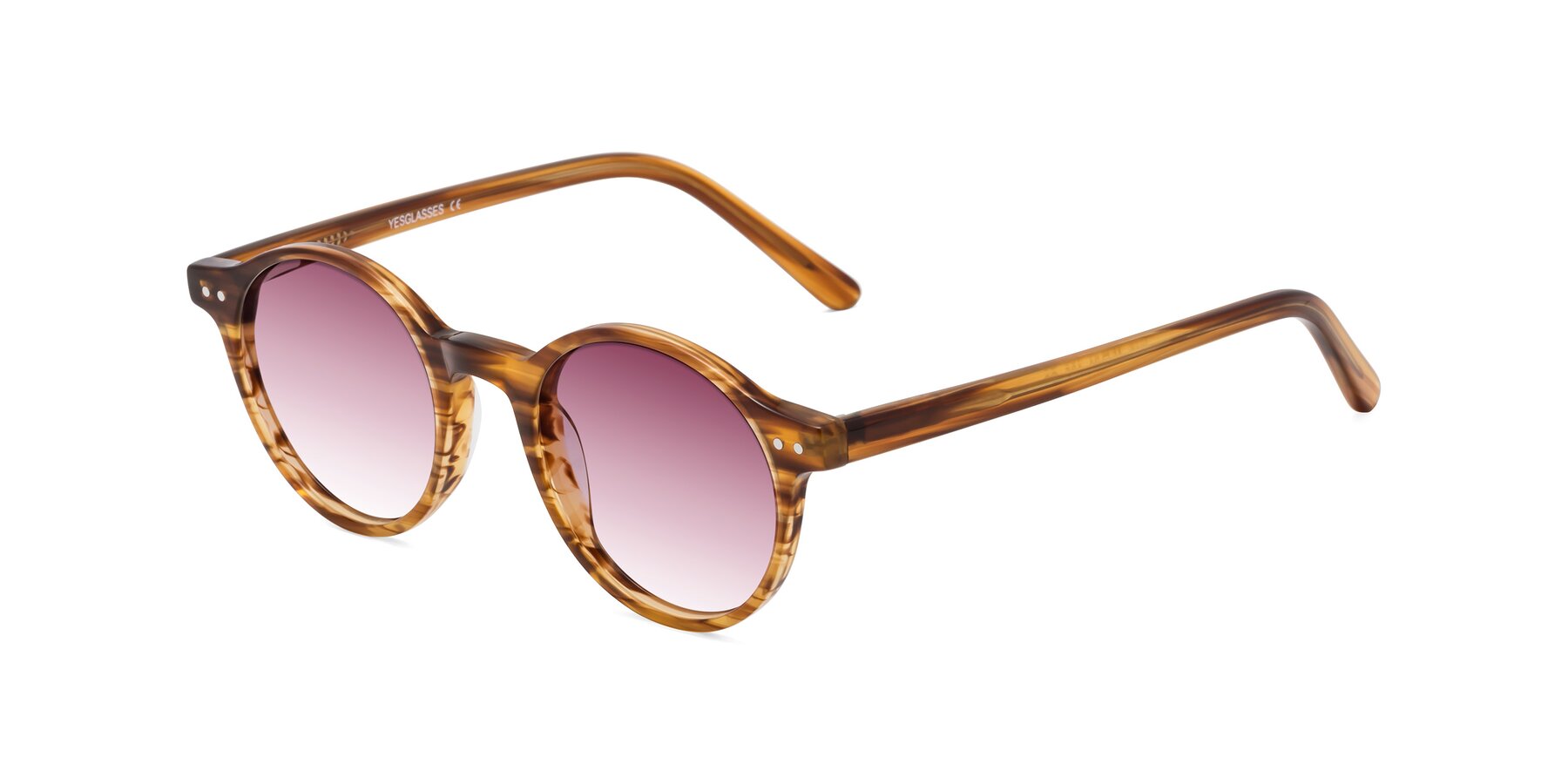 Angle of Jardi in Amber Striped with Wine Gradient Lenses