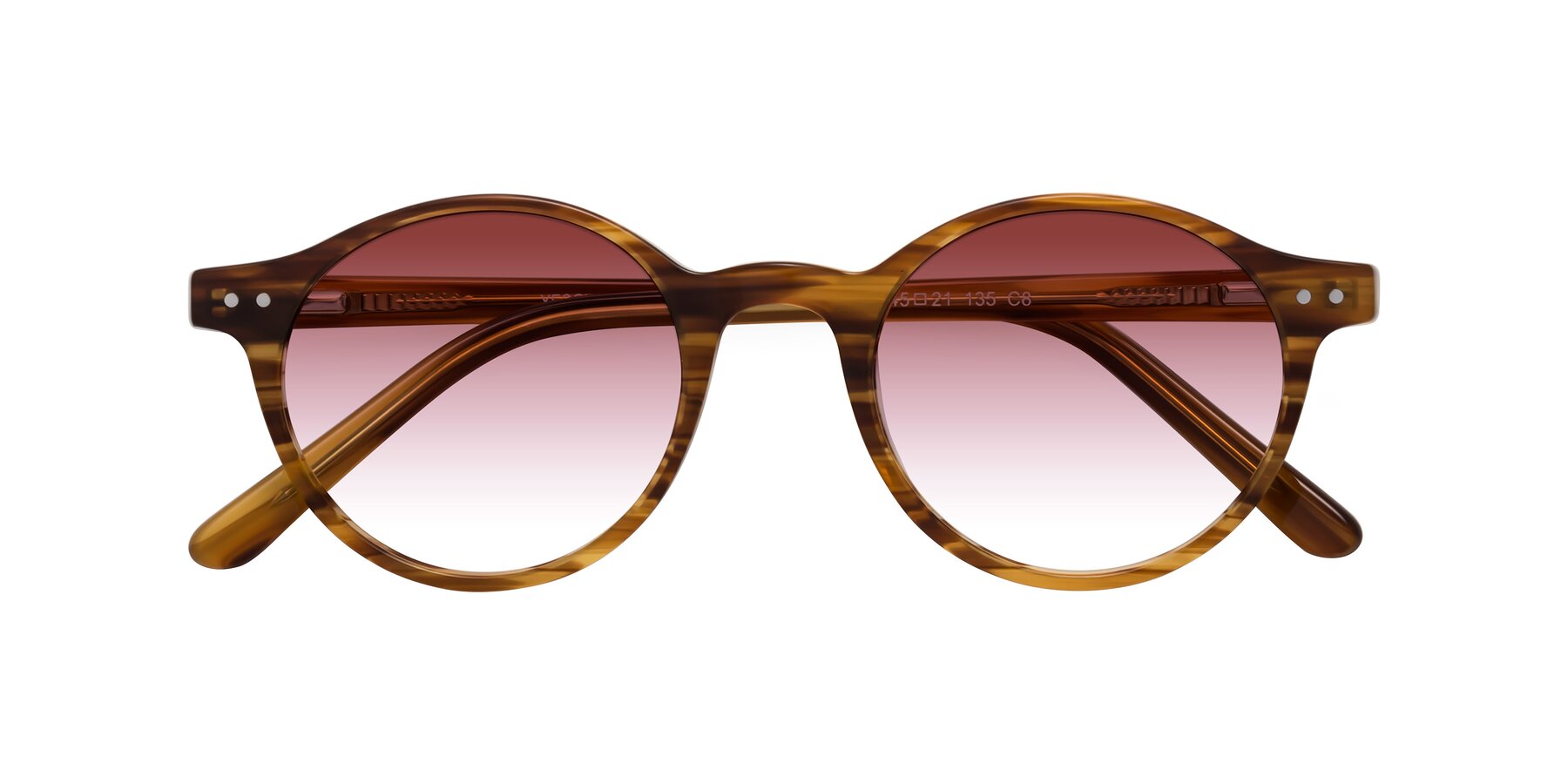 Folded Front of Jardi in Amber Striped with Garnet Gradient Lenses