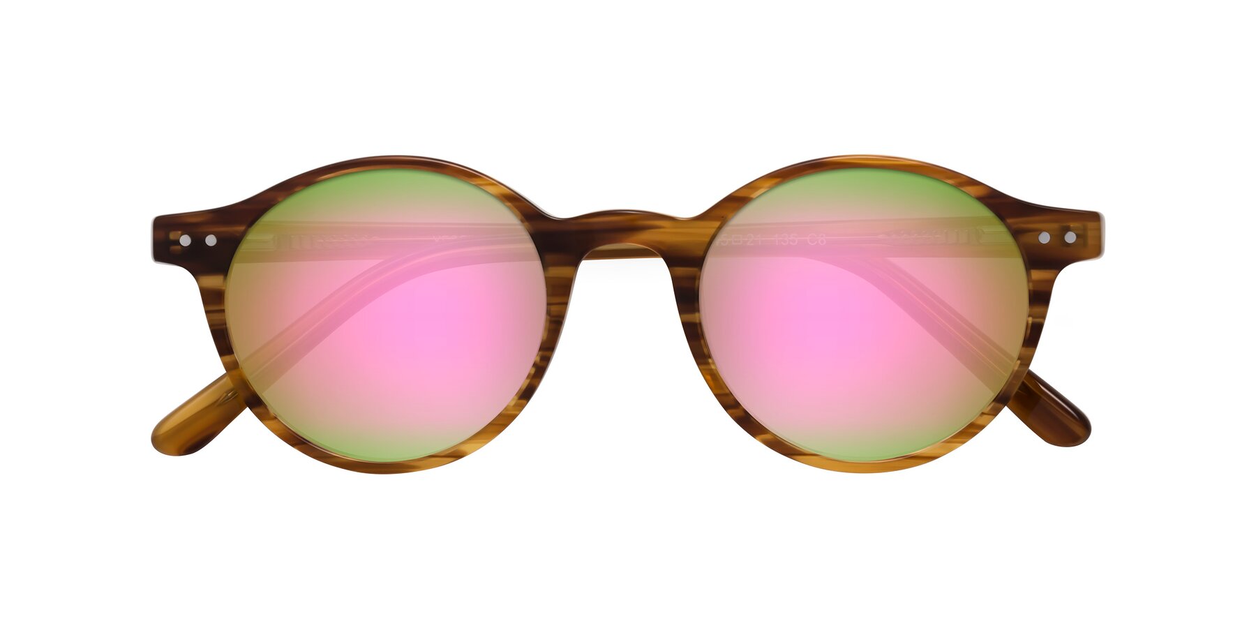 Folded Front of Jardi in Amber Striped with Pink Mirrored Lenses