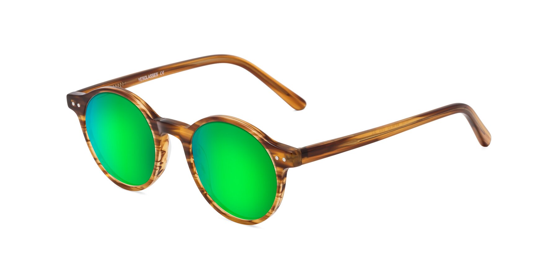 Angle of Jardi in Amber Striped with Green Mirrored Lenses