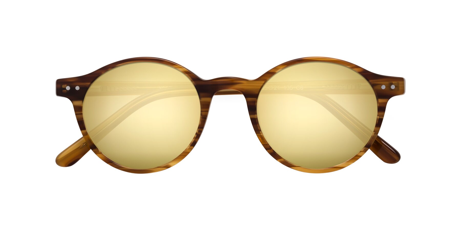 Folded Front of Jardi in Amber Striped with Gold Mirrored Lenses