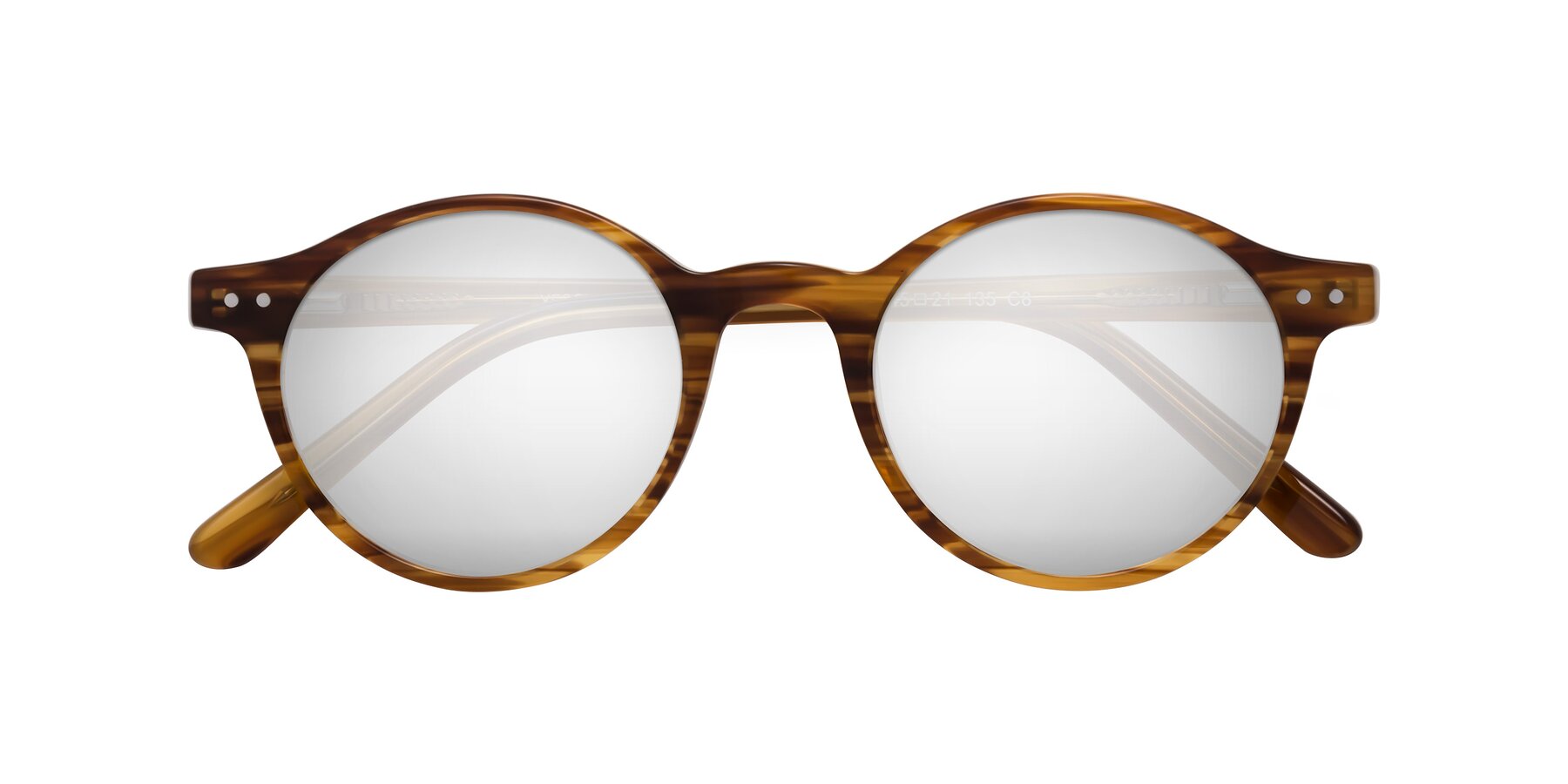 Folded Front of Jardi in Amber Striped with Silver Mirrored Lenses