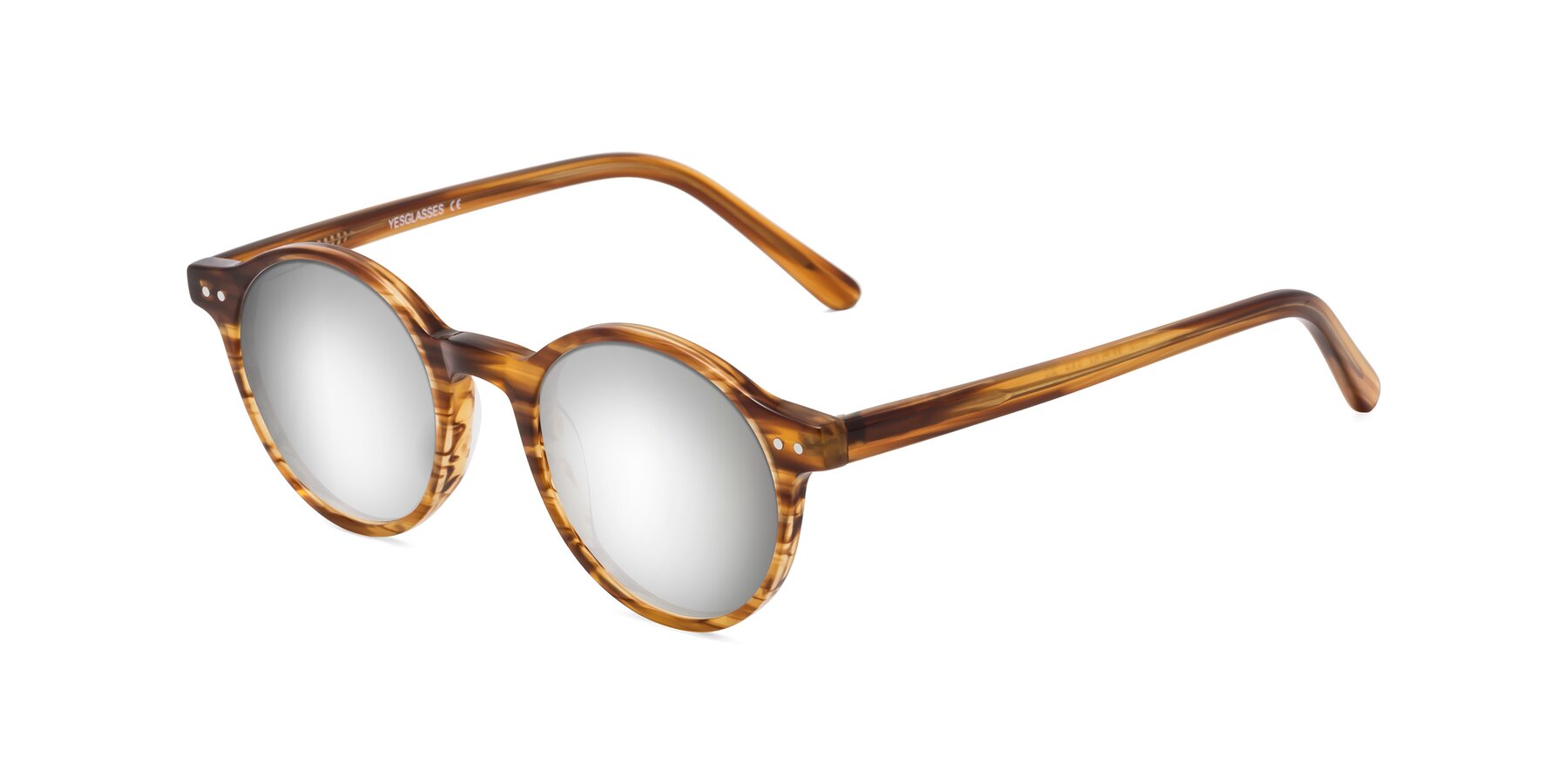 Angle of Jardi in Amber Striped with Silver Mirrored Lenses