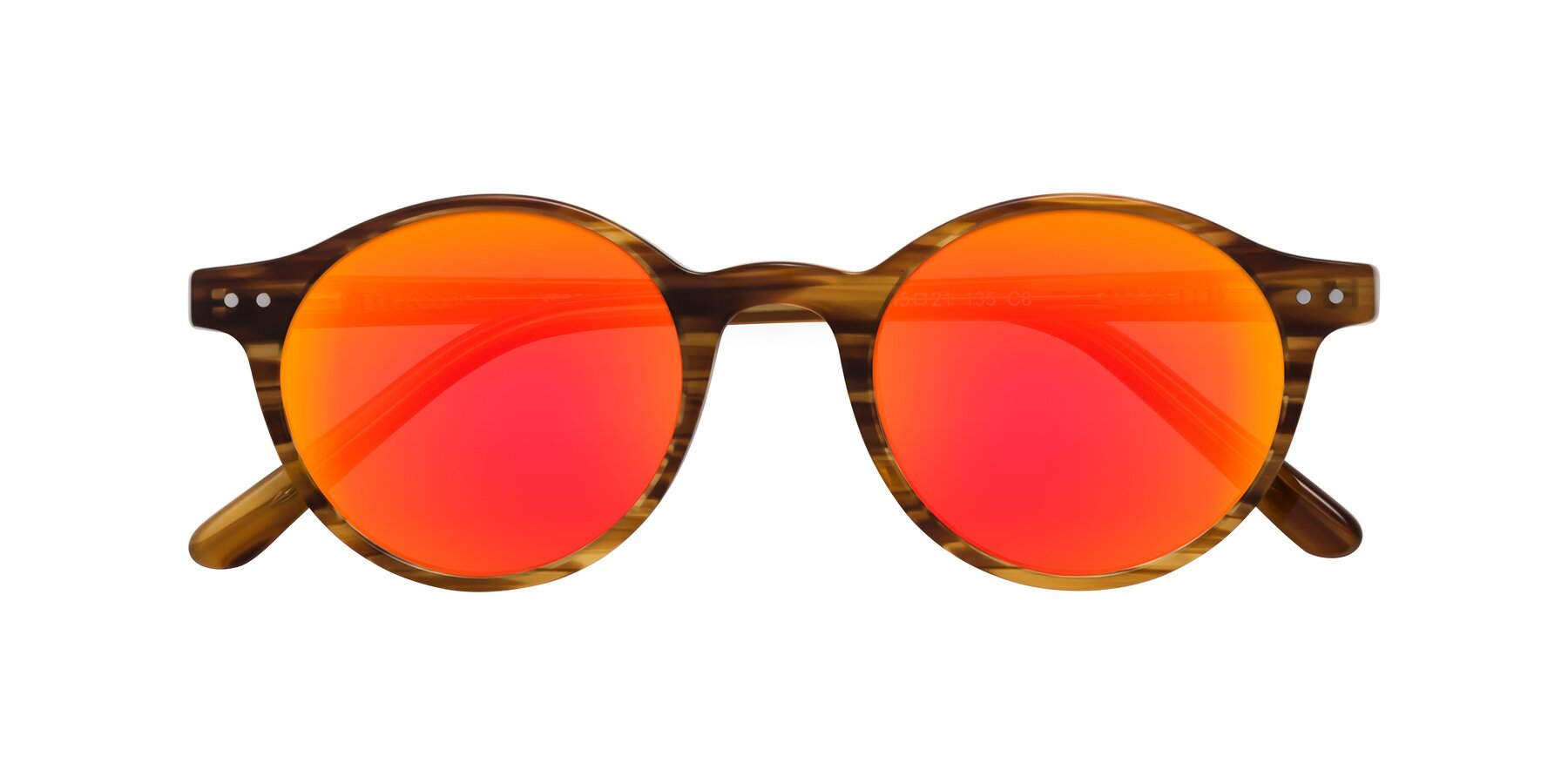 Folded Front of Jardi in Amber Striped with Red Gold Mirrored Lenses