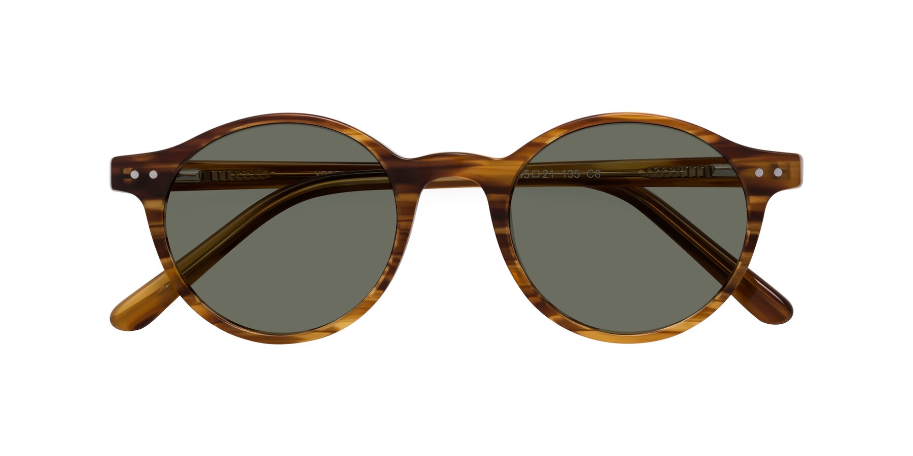 Folded Front of Jardi in Amber Striped with Gray Polarized Lenses