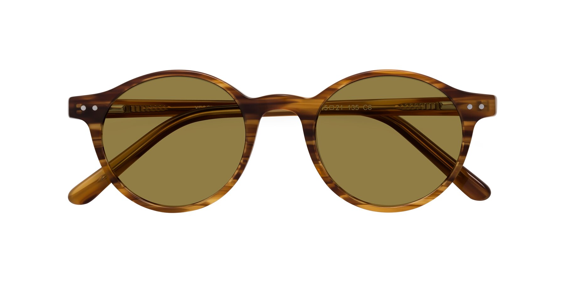 Folded Front of Jardi in Amber Striped with Brown Polarized Lenses