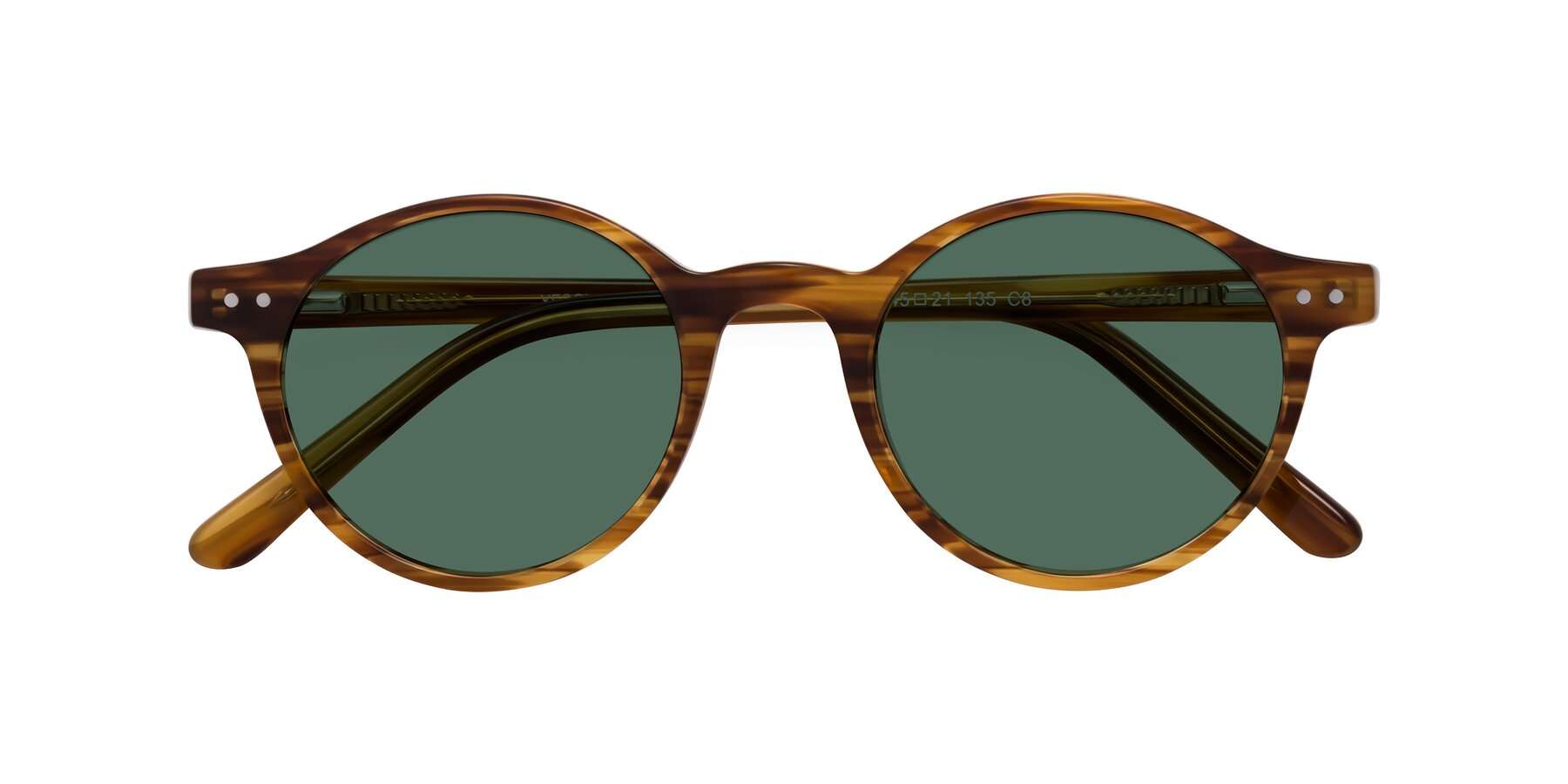 Folded Front of Jardi in Amber Striped with Green Polarized Lenses