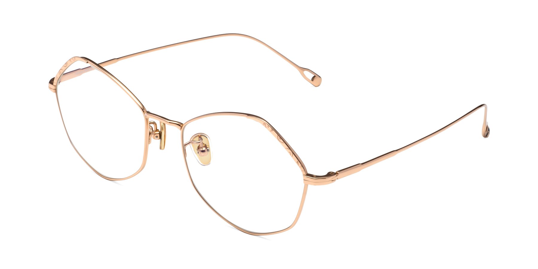 Angle of Phoenix in Rose Gold with Clear Reading Eyeglass Lenses