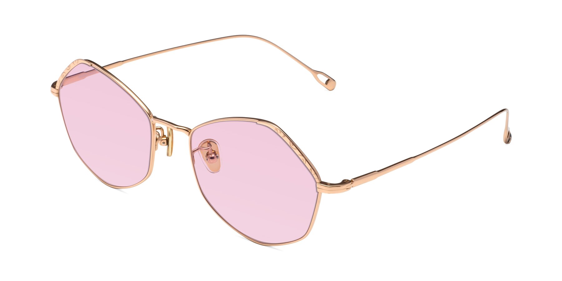 Angle of Phoenix in Rose Gold with Light Pink Tinted Lenses