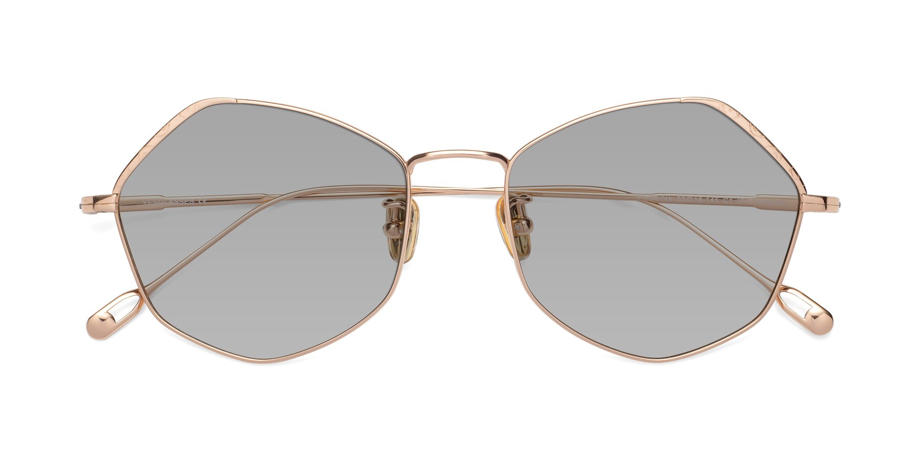 Folded Front of Phoenix in Rose Gold with Light Gray Tinted Lenses