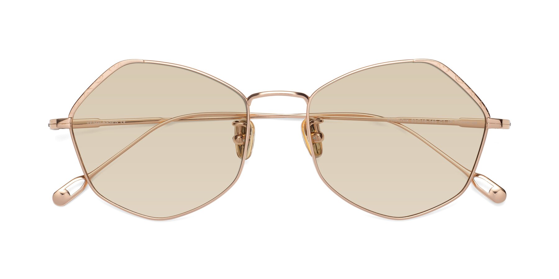 Folded Front of Phoenix in Rose Gold with Light Brown Tinted Lenses