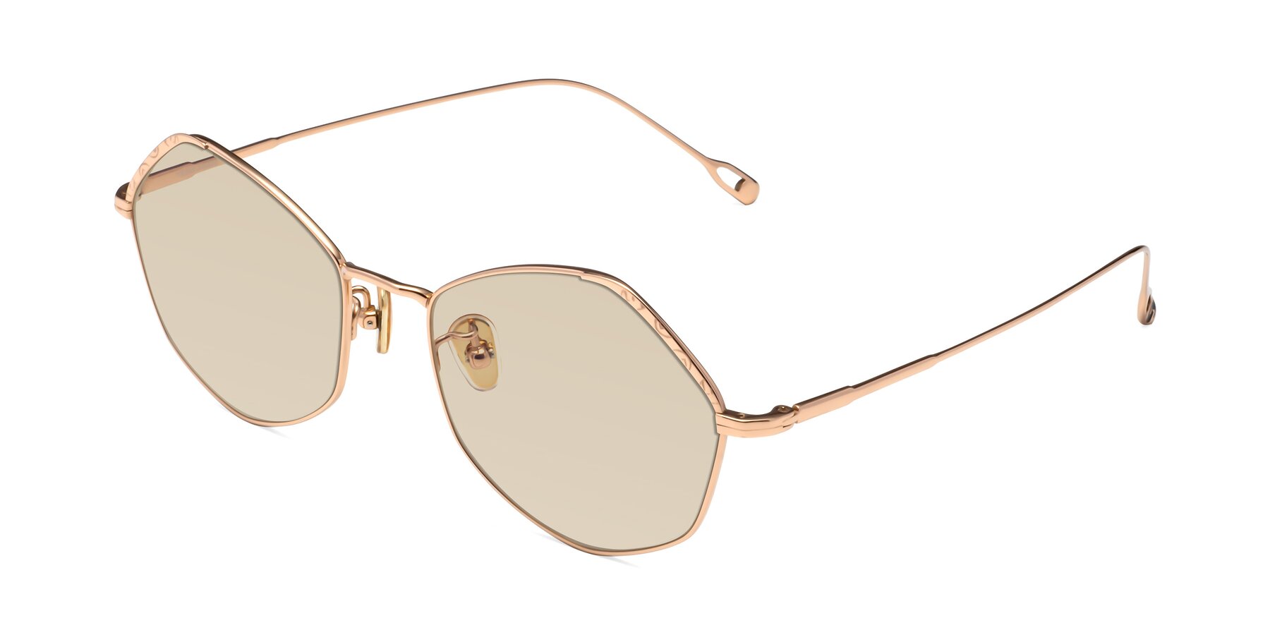 Angle of Phoenix in Rose Gold with Light Brown Tinted Lenses