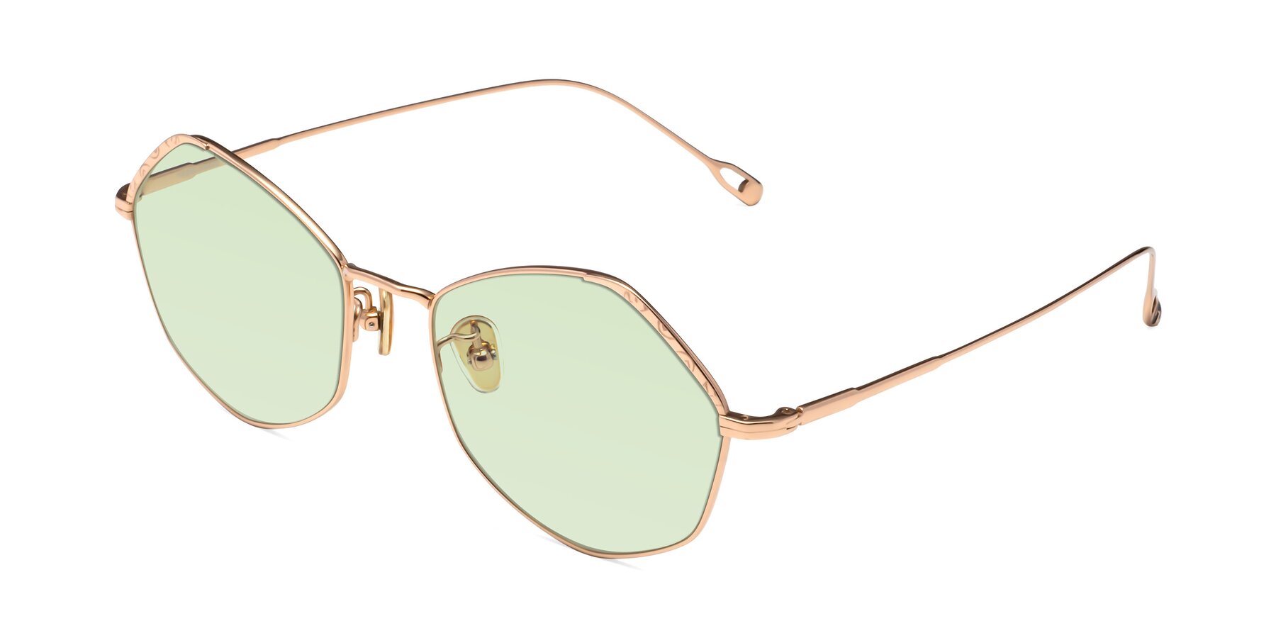 Angle of Phoenix in Rose Gold with Light Green Tinted Lenses