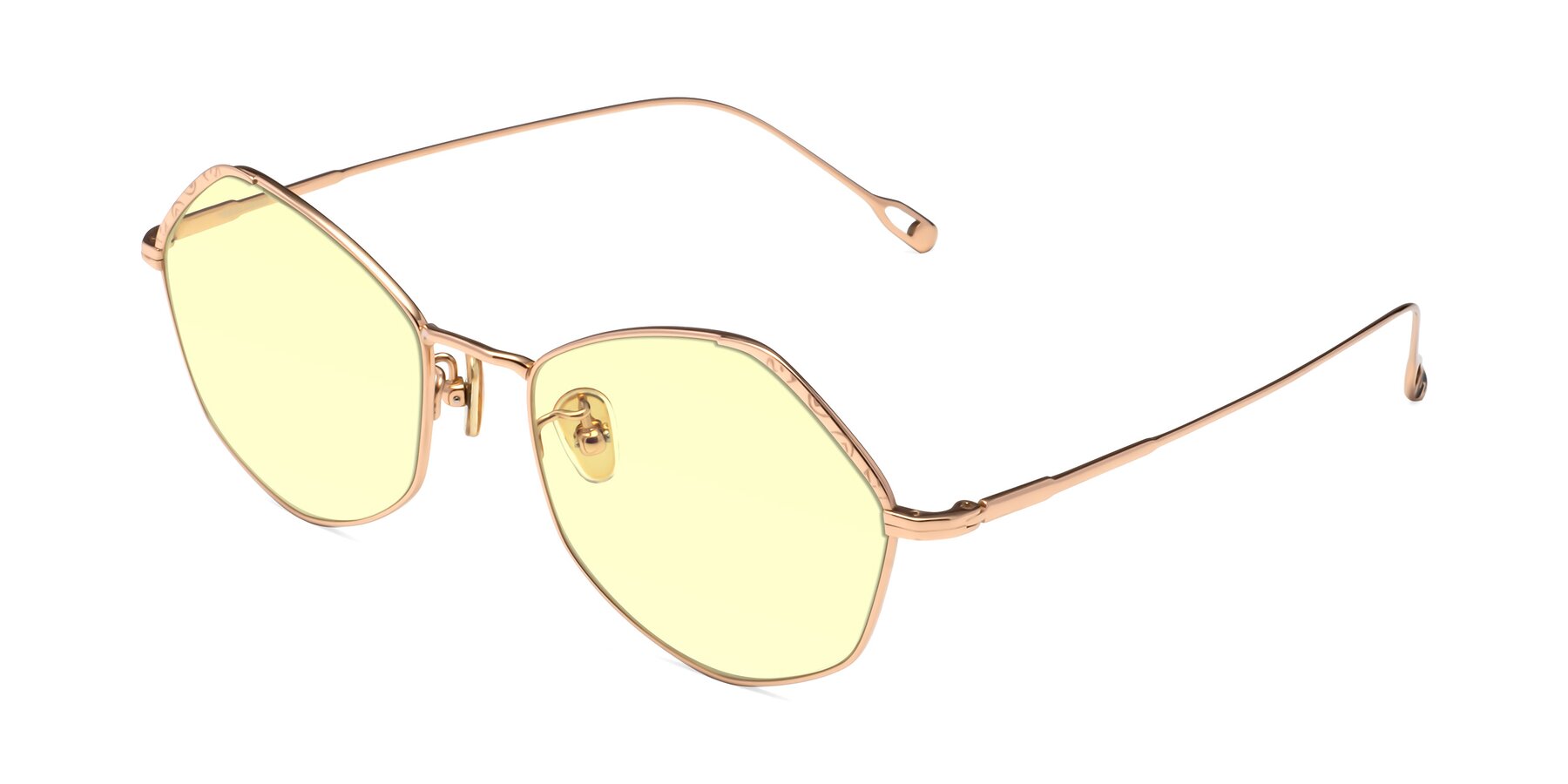 Angle of Phoenix in Rose Gold with Light Yellow Tinted Lenses