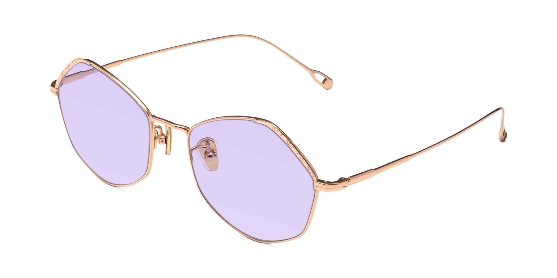 Angle of Phoenix in Rose Gold with Light Purple Tinted Lenses