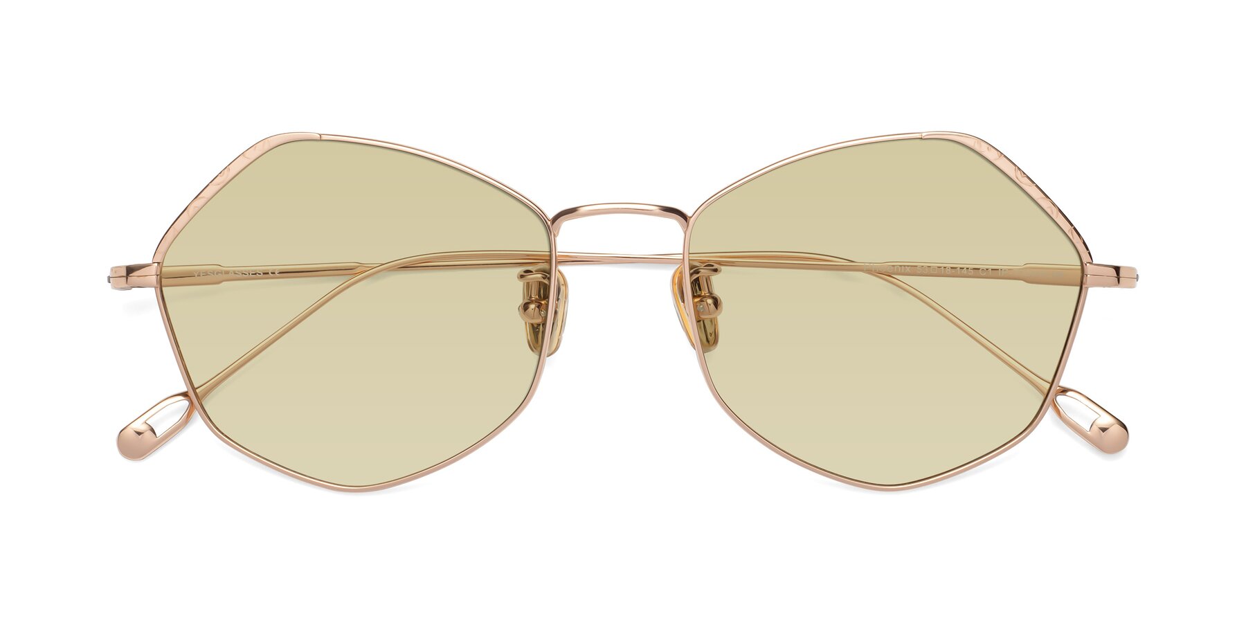 Folded Front of Phoenix in Rose Gold with Light Champagne Tinted Lenses