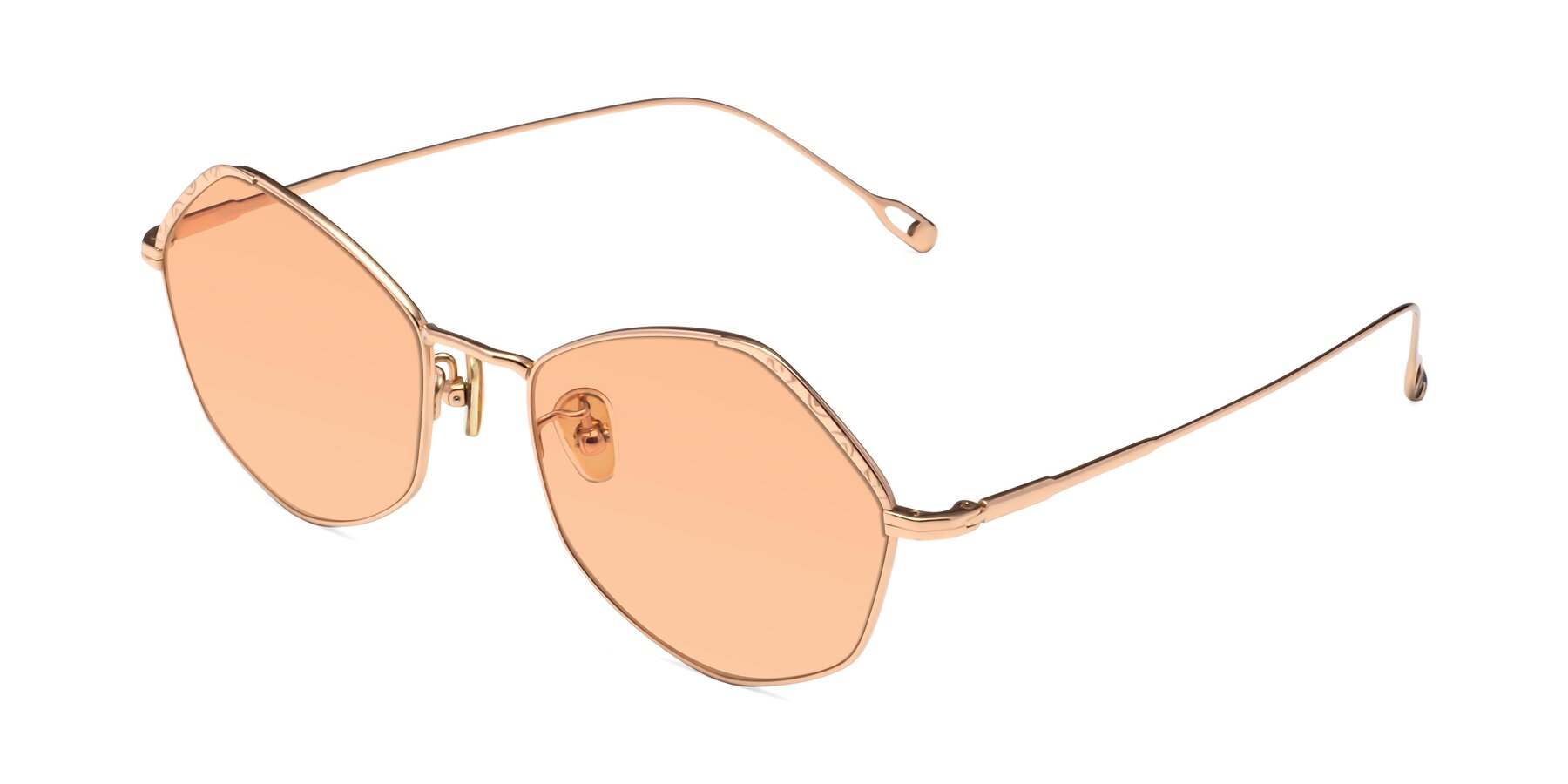 Angle of Phoenix in Rose Gold with Light Orange Tinted Lenses
