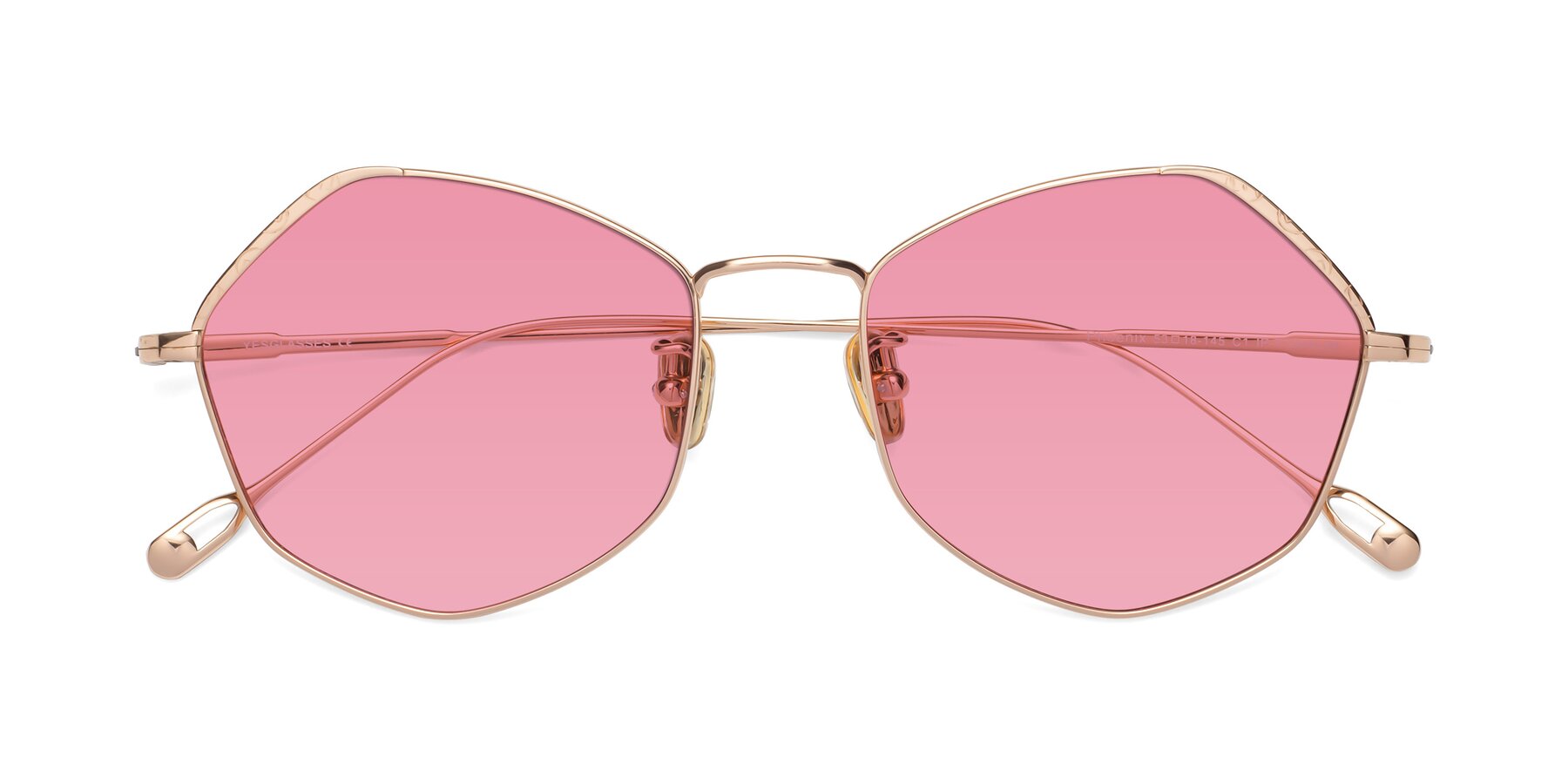 Folded Front of Phoenix in Rose Gold with Pink Tinted Lenses
