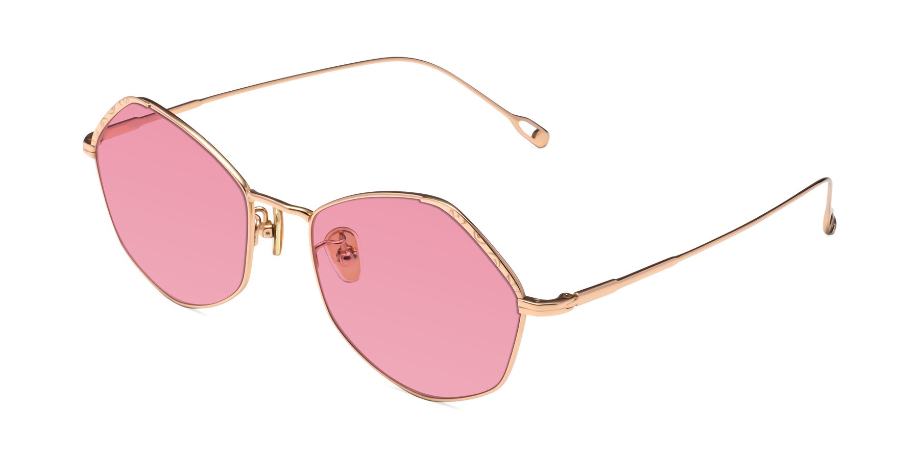 Angle of Phoenix in Rose Gold with Pink Tinted Lenses