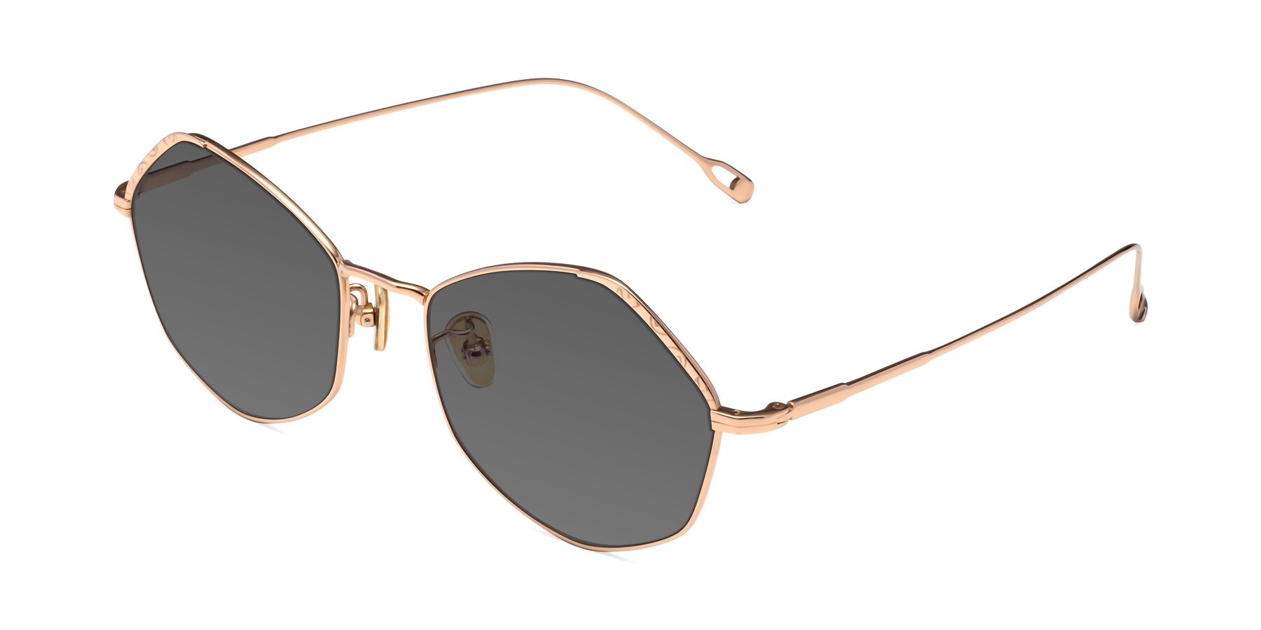 Angle of Phoenix in Rose Gold with Medium Gray Tinted Lenses