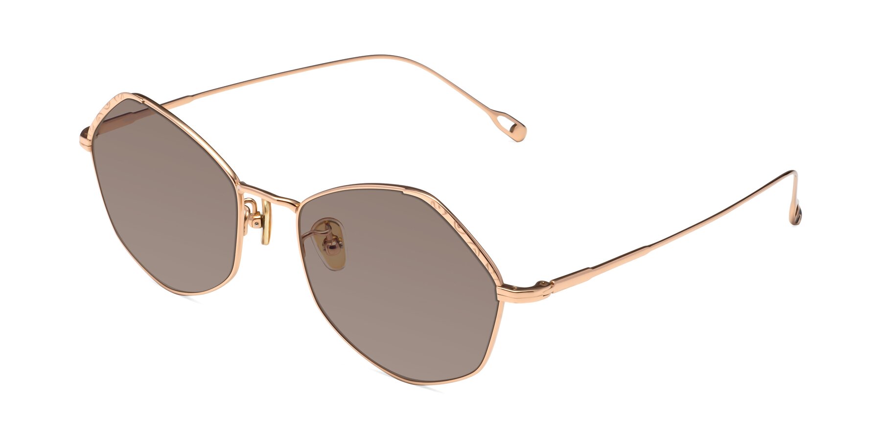 Angle of Phoenix in Rose Gold with Medium Brown Tinted Lenses