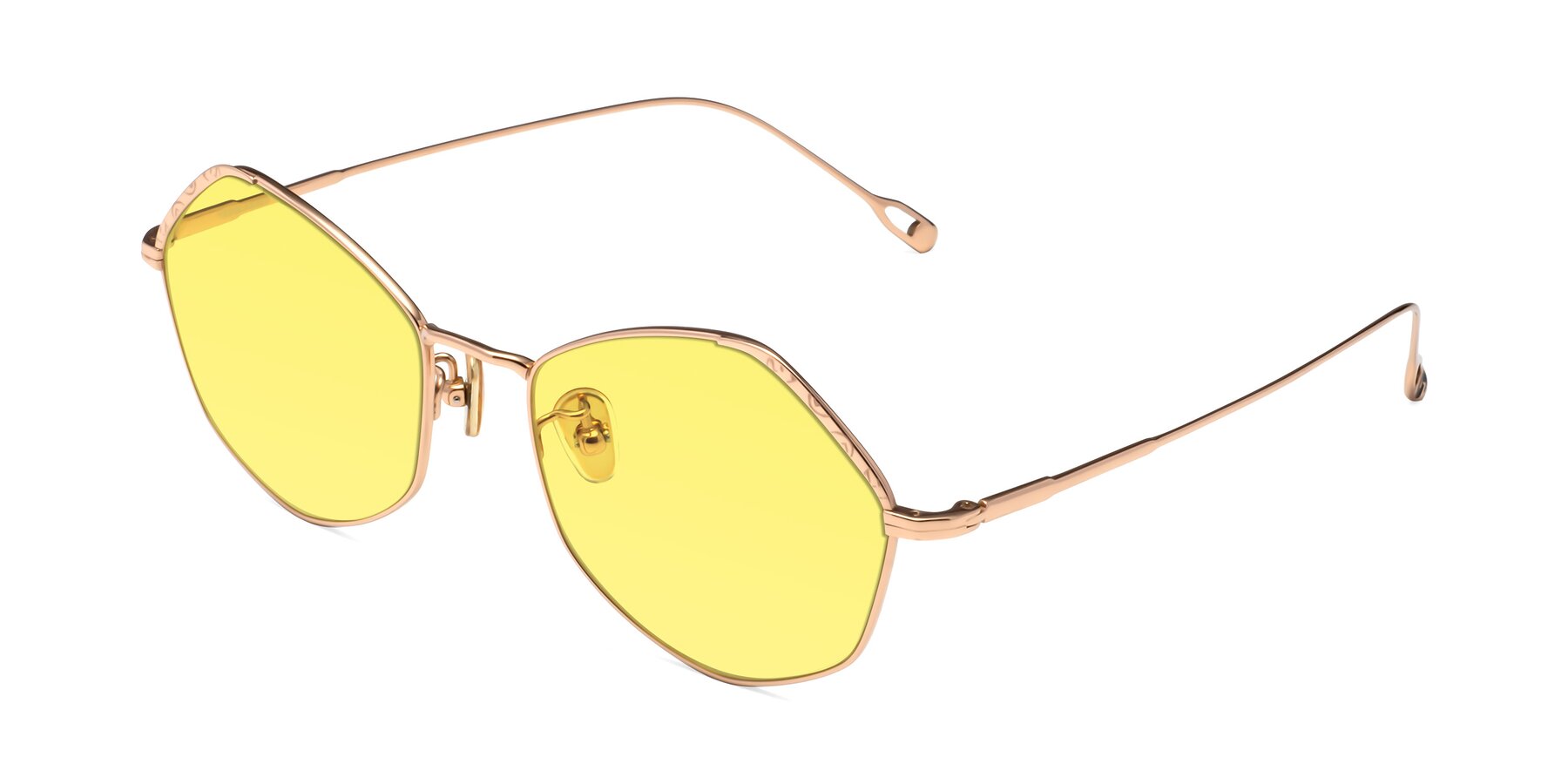 Angle of Phoenix in Rose Gold with Medium Yellow Tinted Lenses