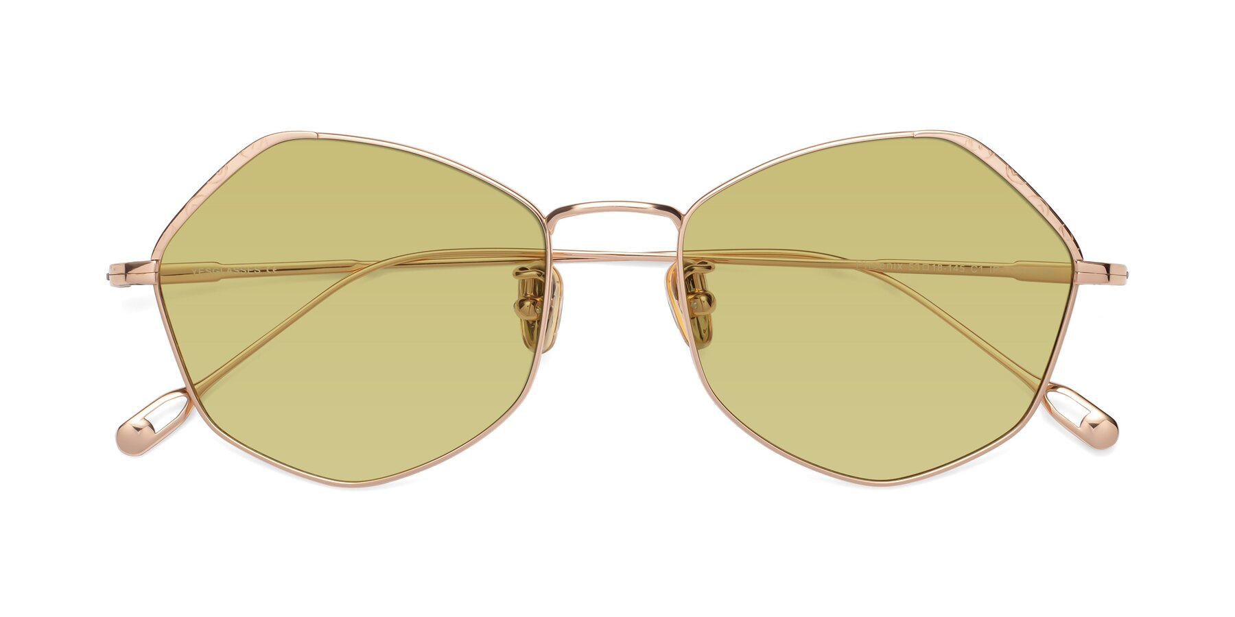 Folded Front of Phoenix in Rose Gold with Medium Champagne Tinted Lenses