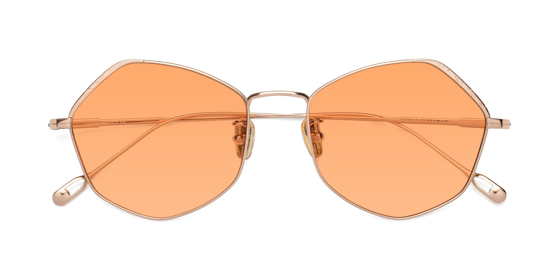 Folded Front of Phoenix in Rose Gold with Medium Orange Tinted Lenses