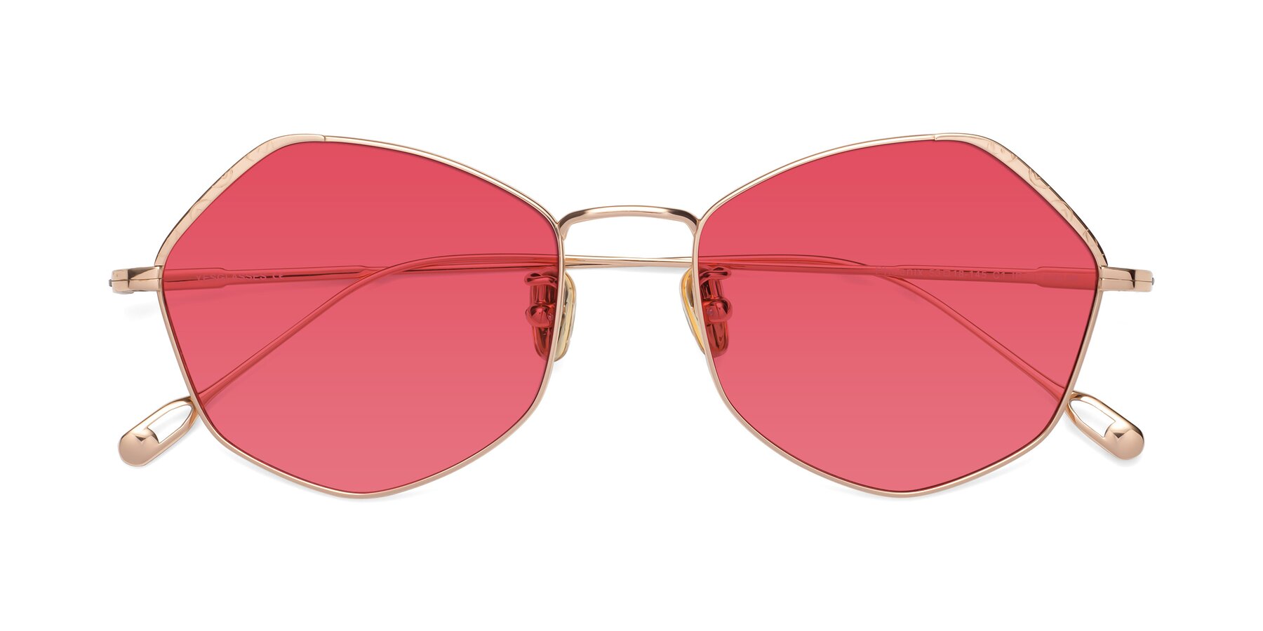 Folded Front of Phoenix in Rose Gold with Red Tinted Lenses