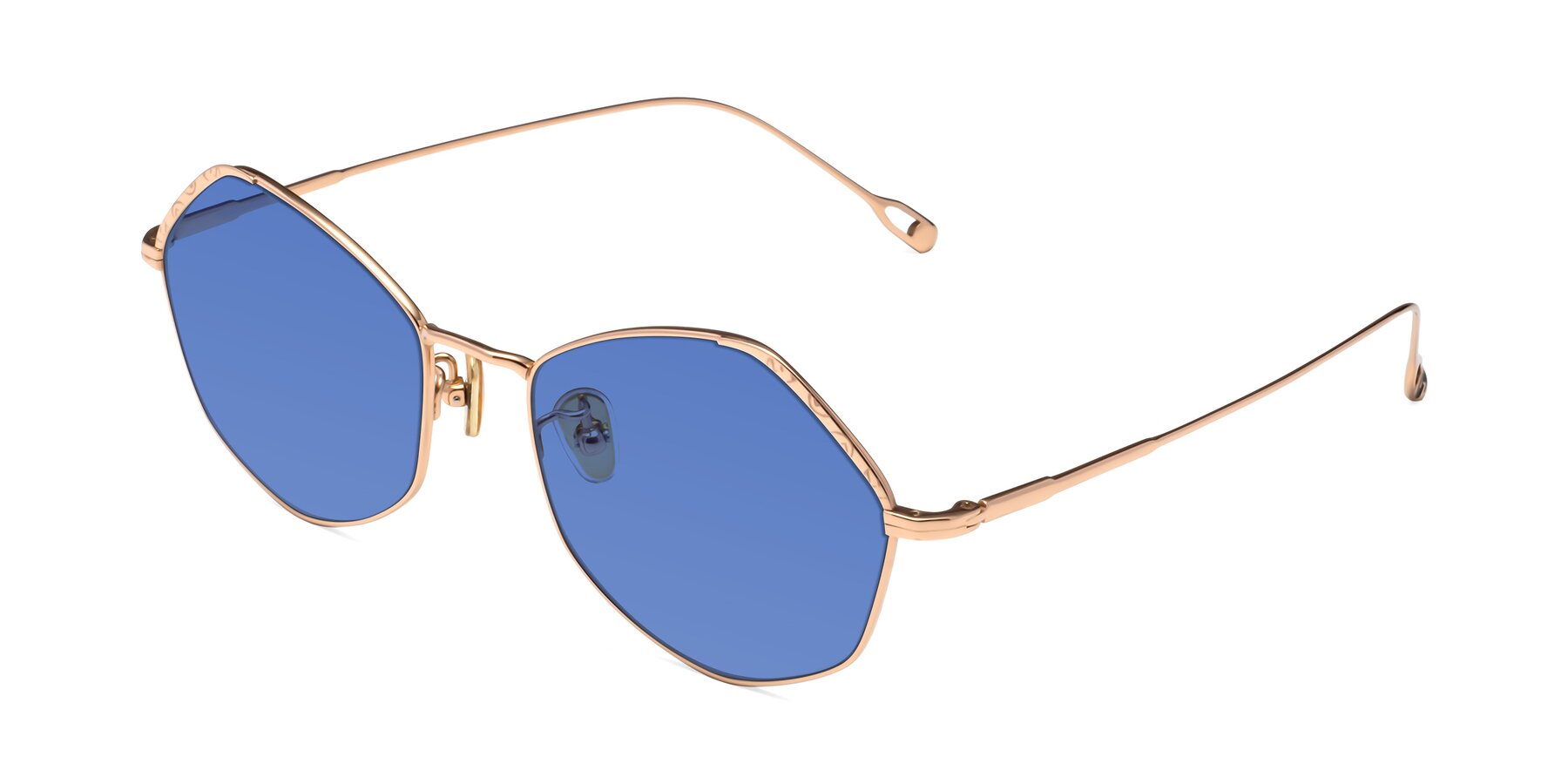 Angle of Phoenix in Rose Gold with Blue Tinted Lenses
