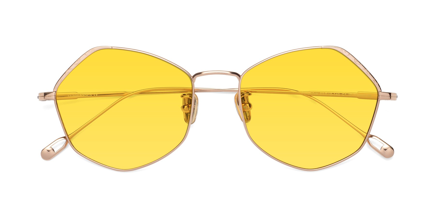 Folded Front of Phoenix in Rose Gold with Yellow Tinted Lenses