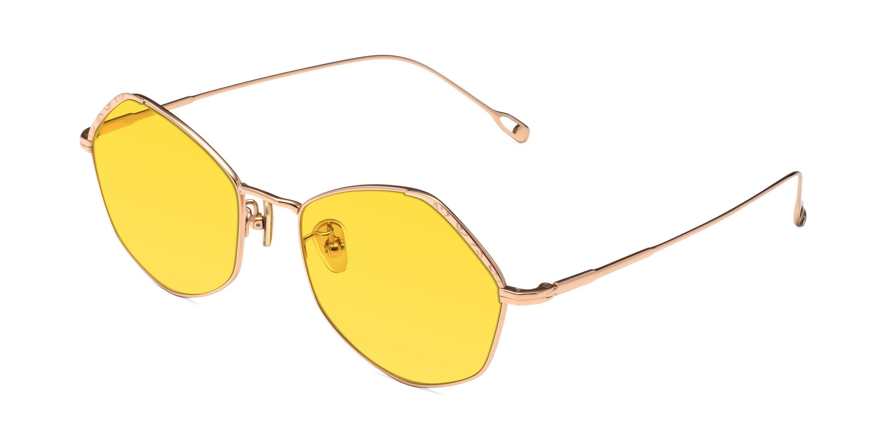 Angle of Phoenix in Rose Gold with Yellow Tinted Lenses