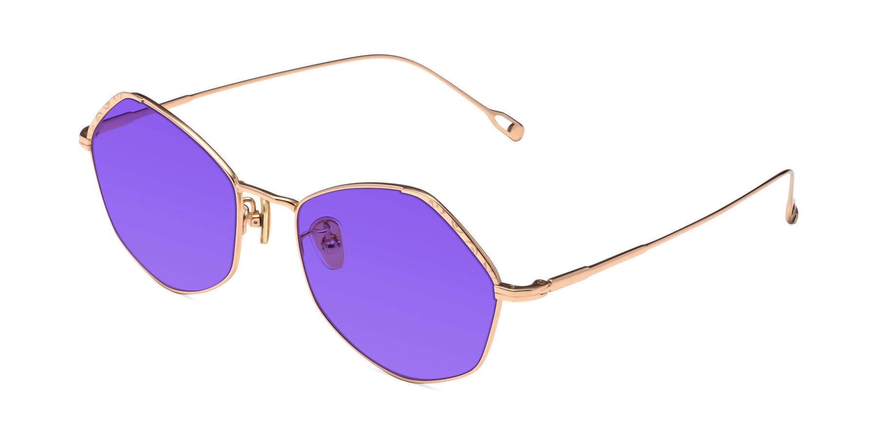 Angle of Phoenix in Rose Gold with Purple Tinted Lenses