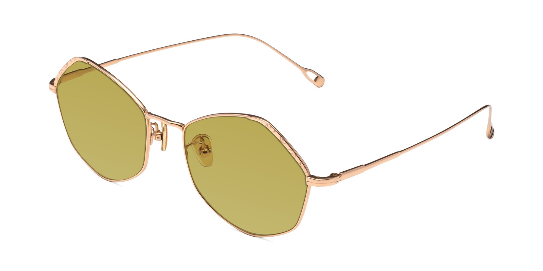 Angle of Phoenix in Rose Gold with Champagne Tinted Lenses