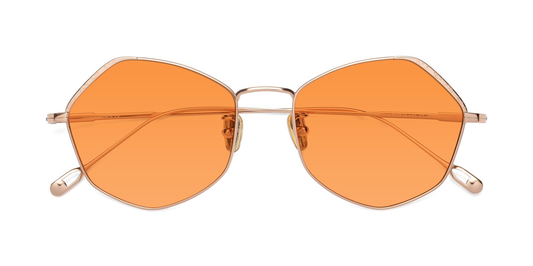Folded Front of Phoenix in Rose Gold with Orange Tinted Lenses