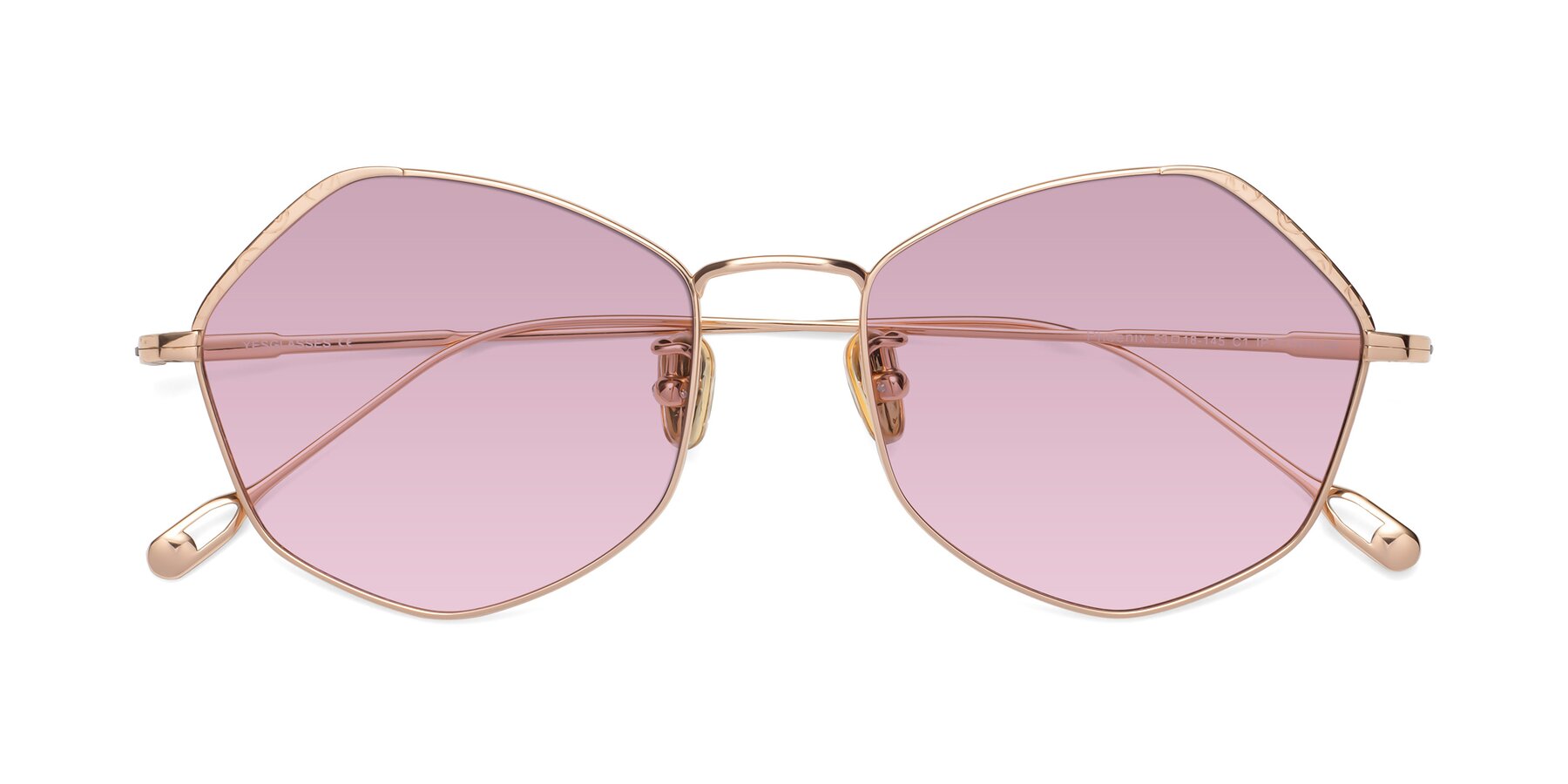 Folded Front of Phoenix in Rose Gold with Light Wine Tinted Lenses