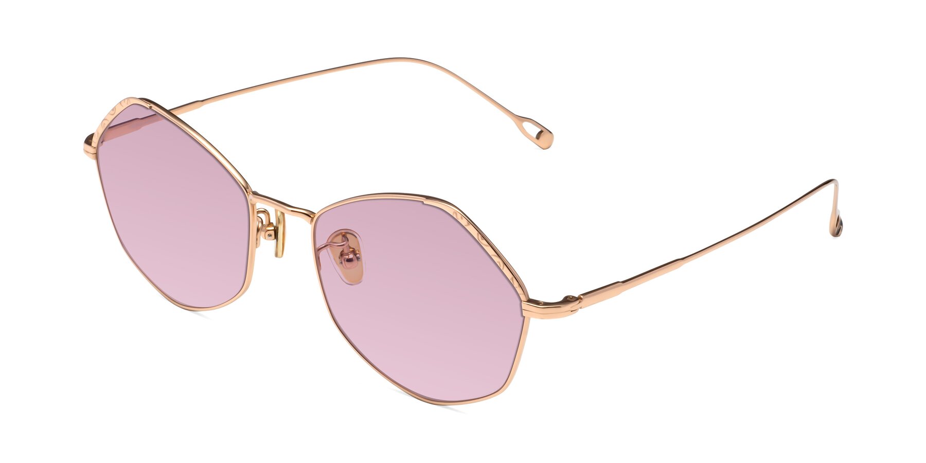 Angle of Phoenix in Rose Gold with Light Wine Tinted Lenses