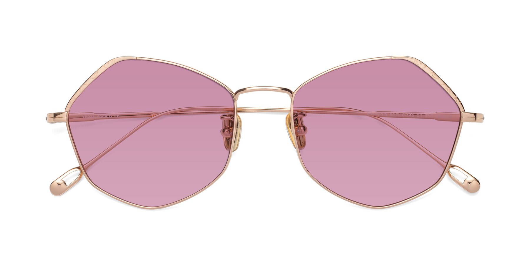 Folded Front of Phoenix in Rose Gold with Medium Wine Tinted Lenses