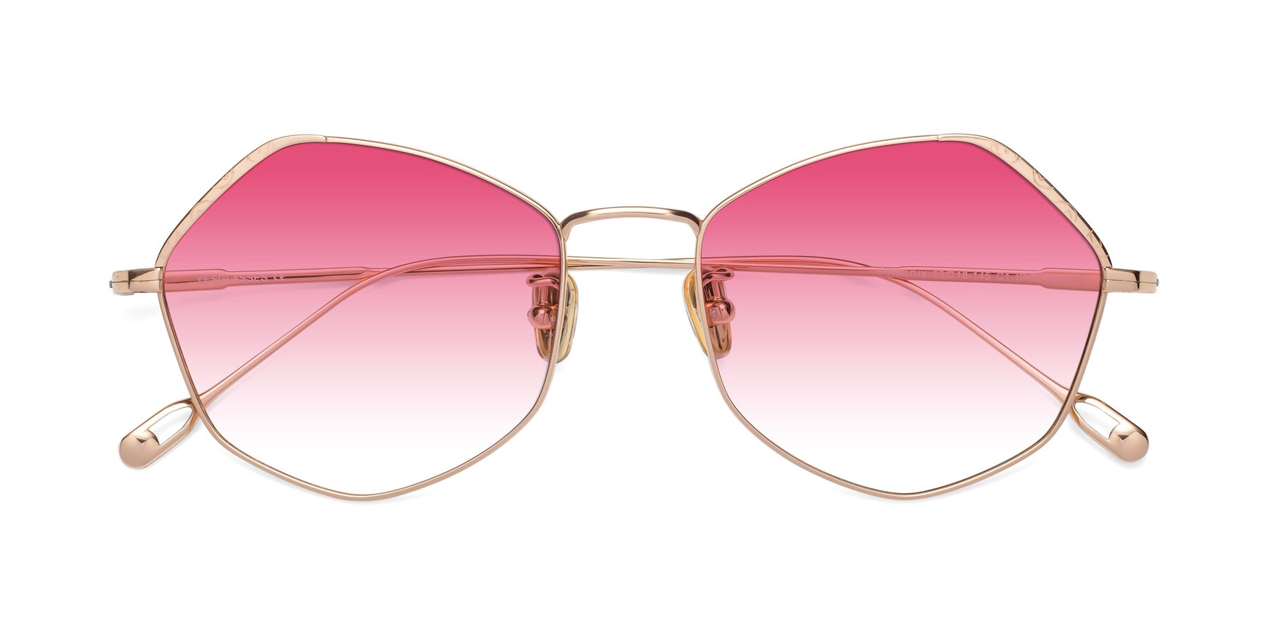 Folded Front of Phoenix in Rose Gold with Pink Gradient Lenses