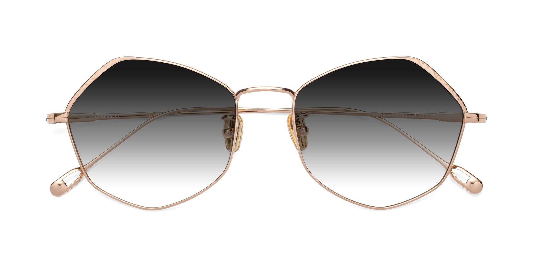 Folded Front of Phoenix in Rose Gold with Gray Gradient Lenses