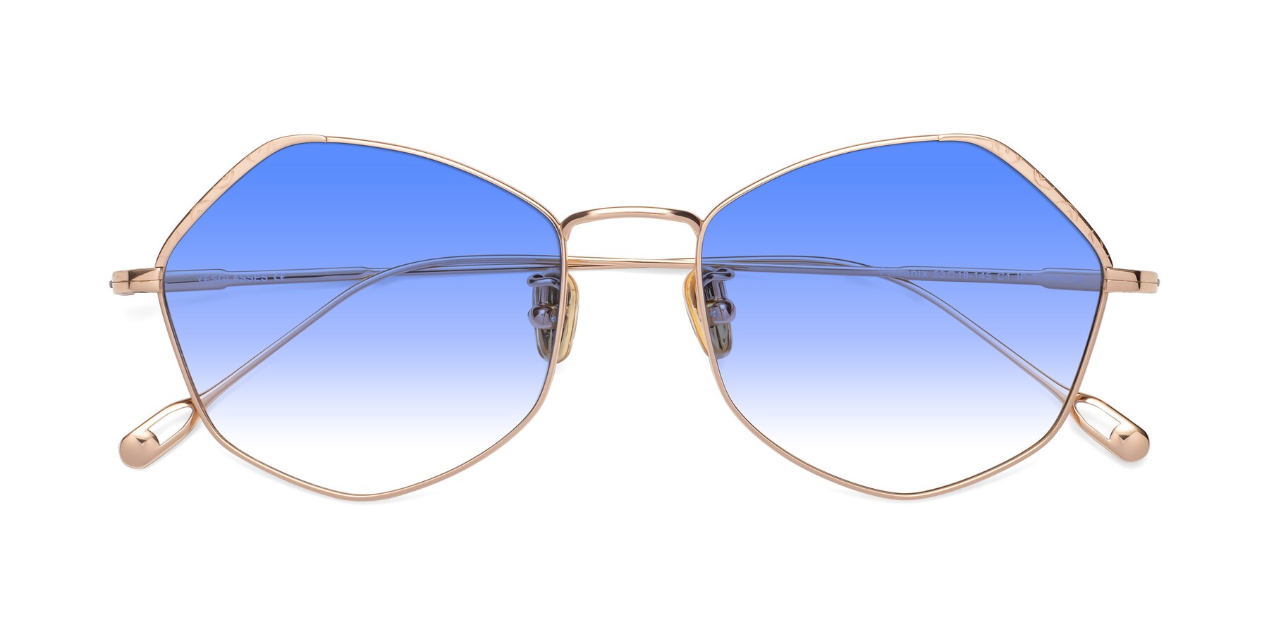 Folded Front of Phoenix in Rose Gold with Blue Gradient Lenses