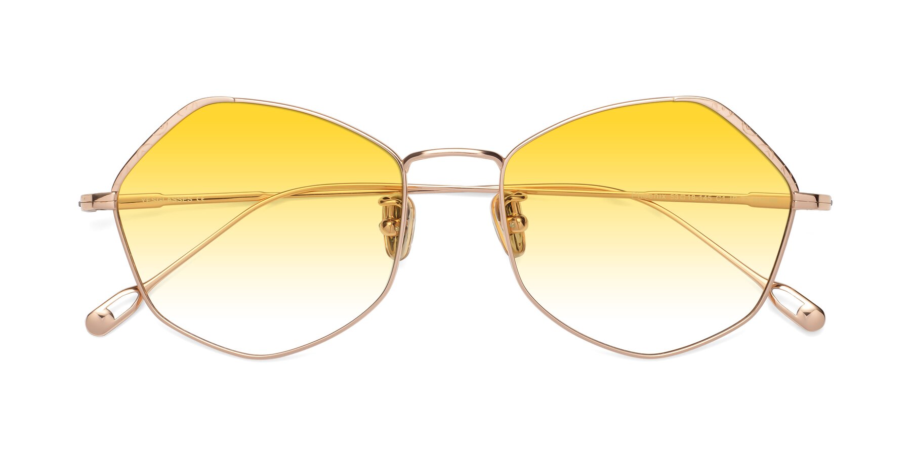 Folded Front of Phoenix in Rose Gold with Yellow Gradient Lenses