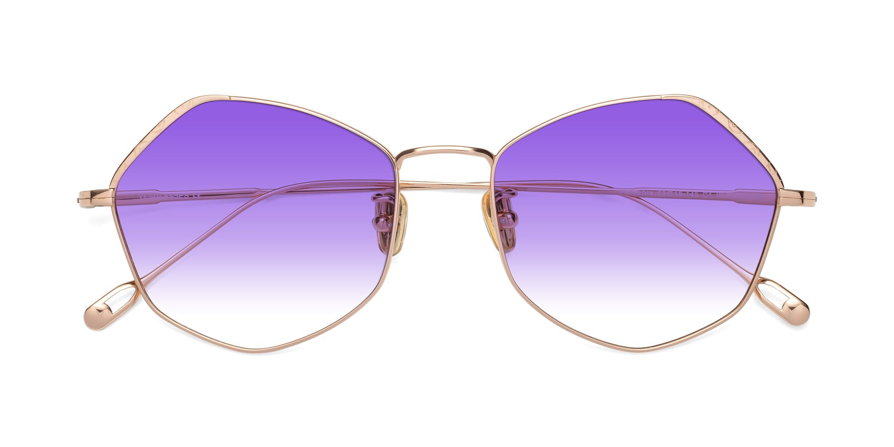 Folded Front of Phoenix in Rose Gold with Purple Gradient Lenses