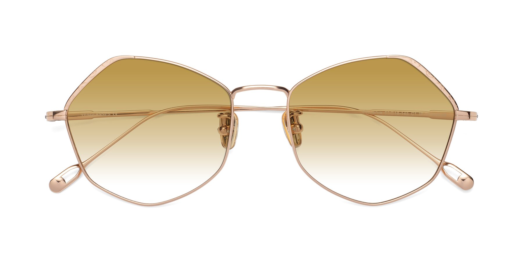 Folded Front of Phoenix in Rose Gold with Champagne Gradient Lenses