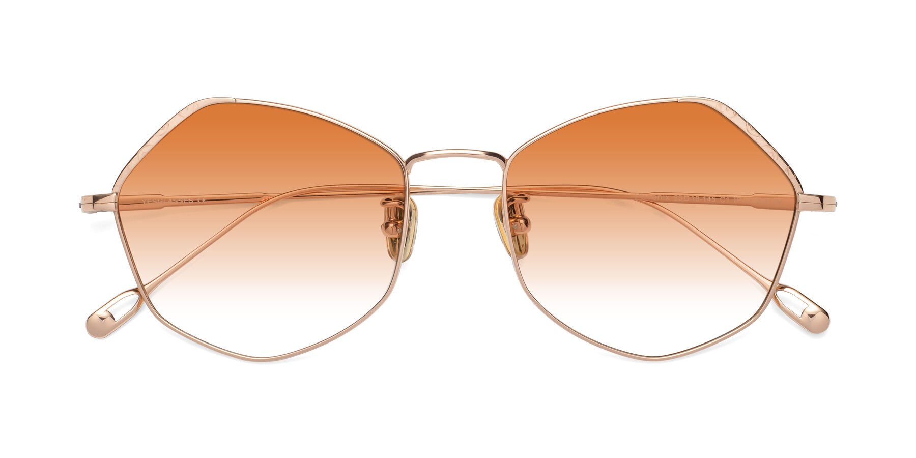 Folded Front of Phoenix in Rose Gold with Orange Gradient Lenses