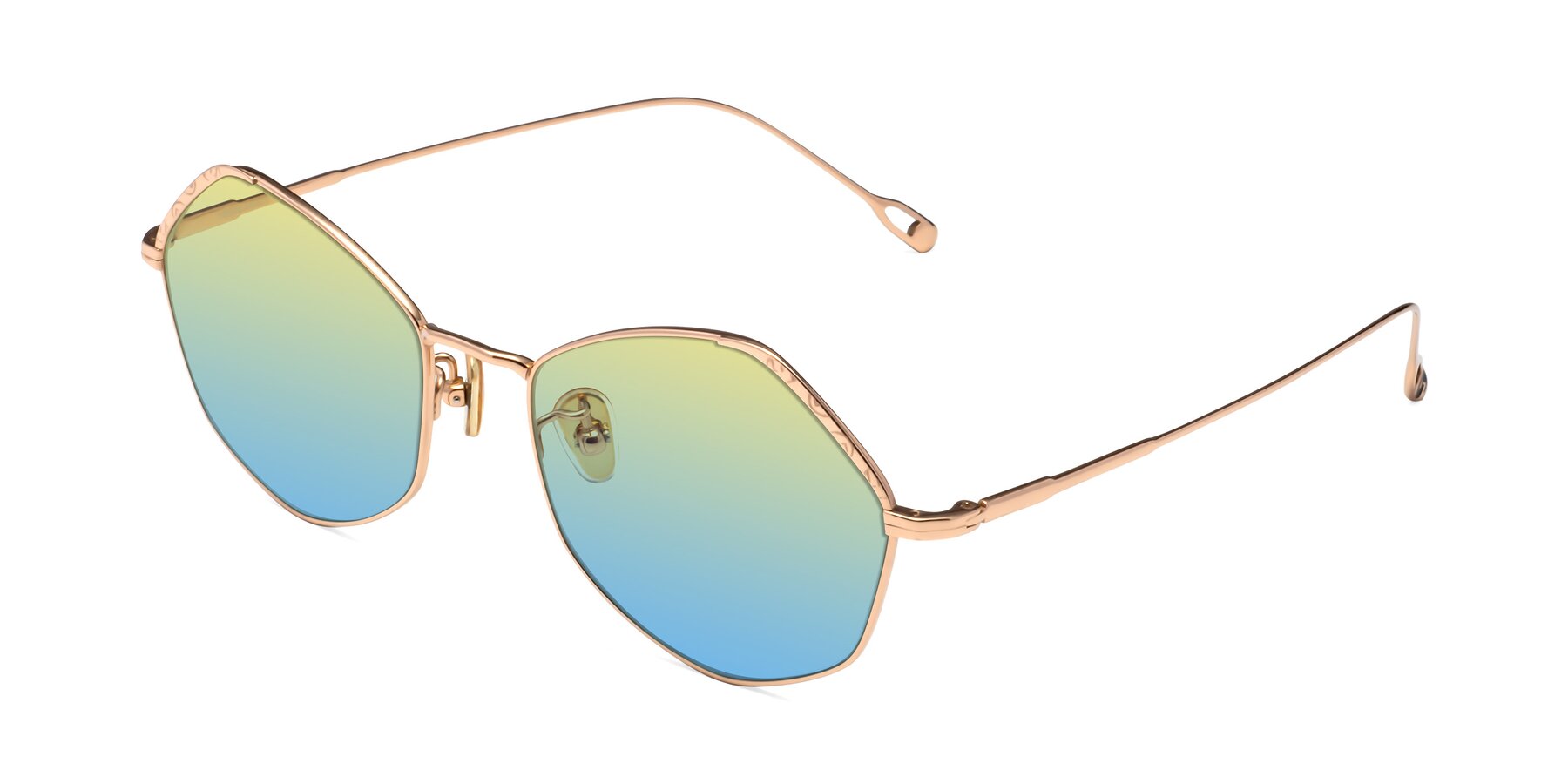 Angle of Phoenix in Rose Gold with Yellow / Blue Gradient Lenses