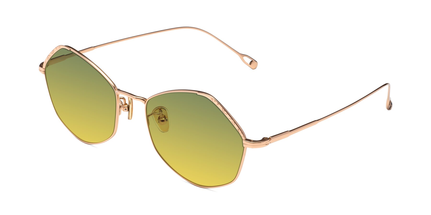 Angle of Phoenix in Rose Gold with Green / Yellow Gradient Lenses